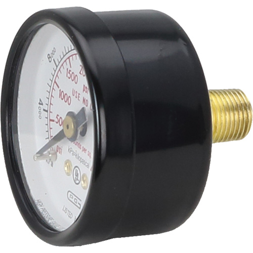 Pressure Gauges, 1-1/2" , 0 - 4000 psi, Back Mount, Analogue Pryde Industrial Inc.