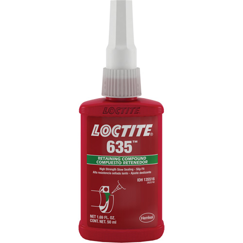 Compos&eacute; de retenue Loctite 635, 50 ml, Bouteille, Vert Pryde Industrial Inc.