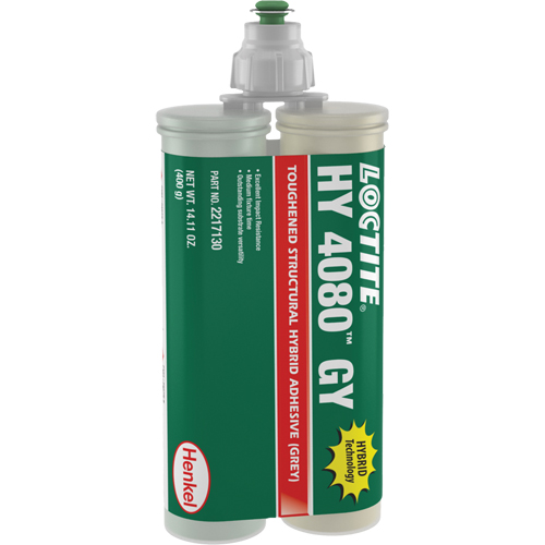 Adh&eacute;sif hybride pour r&eacute;parations structurales HY 4080 GY, Deux composants, Cartouche double, 400 g, Gris Pryde Industrial Inc.