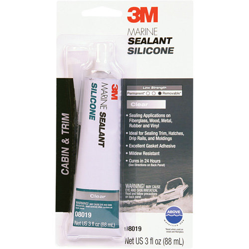 Marine Grade Silicone Sealant, 3 oz., Tube, Clear Pryde Industrial Inc.