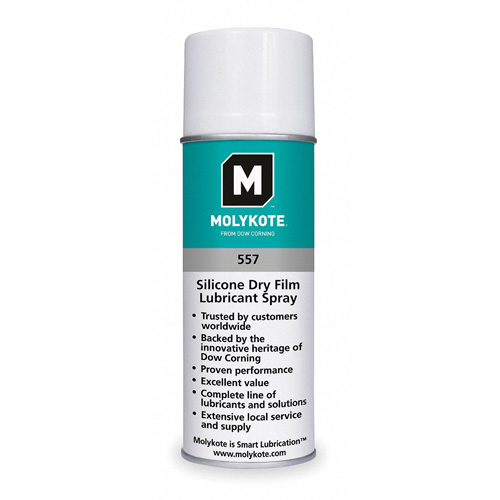 Film lubrifiant sec au silicone Molykote 557, Canette a&eacute;rosol Pryde Industrial Inc.