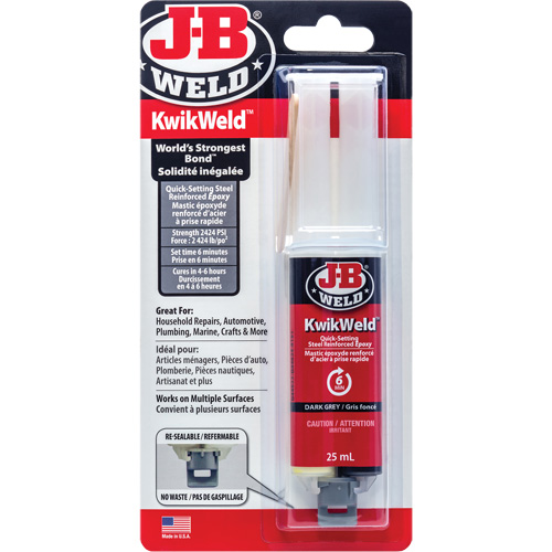 Adh&eacute;sif KwikWeld, 25 ml, Seringue, Deux composants, Gris Pryde Industrial Inc.