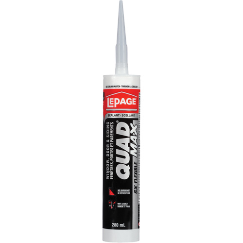 Scellant pour parements & fen&ecirc;tres Quad Max, 280 ml, Tube, Blanc cass&eacute; Pryde Industrial Inc.