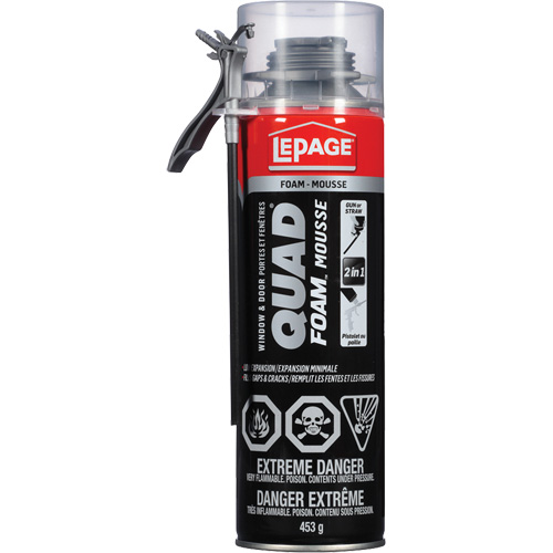 Quad&reg; Foam Window & Door Installation Foam, Aerosol Can, Tan Pryde Industrial Inc.