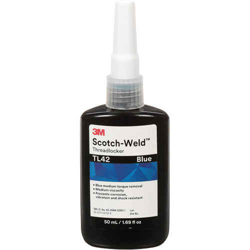 Scotch-Weld Threadlocker TL42, Blue, Medium, 50 ml, Bottle Pryde Industrial Inc.