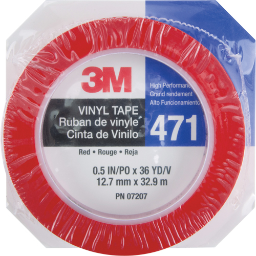 Ruban en vinyle 471, 12 mm (1/2") la x 32,9 m (108') lo, 5,3 mils, Rouge Pryde Industrial Inc.