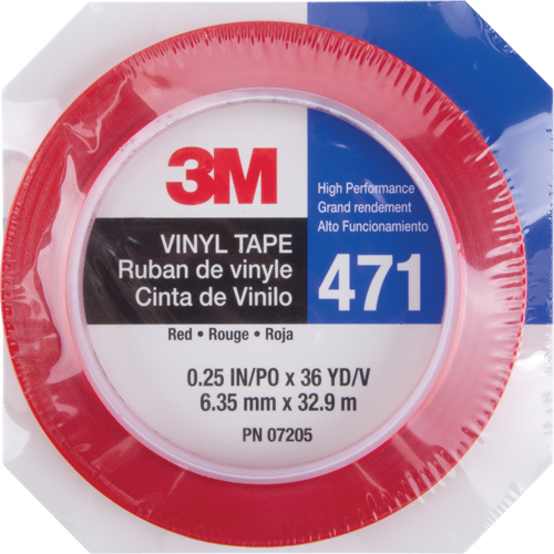 Ruban en vinyle 471, 6 mm (1/4") la x 32,9 m (108') lo, 5,3 mils, Rouge Pryde Industrial Inc.