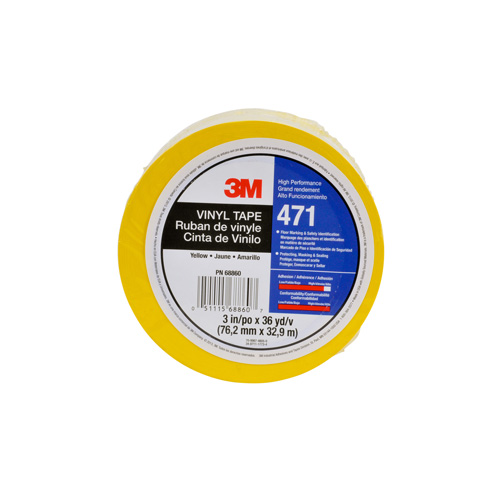 471 Vinyl Tape, 12 mm (1/2") W x 32.9 m (108') L, 5.2 mils, Yellow Pryde Industrial Inc.