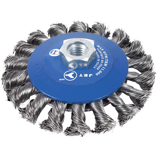 Brosse conique &agrave; m&egrave;ches torsad&eacute;es, Dia. 5", Fils 0,02", Arbre 5/8"-11NC Pryde Industrial Inc.