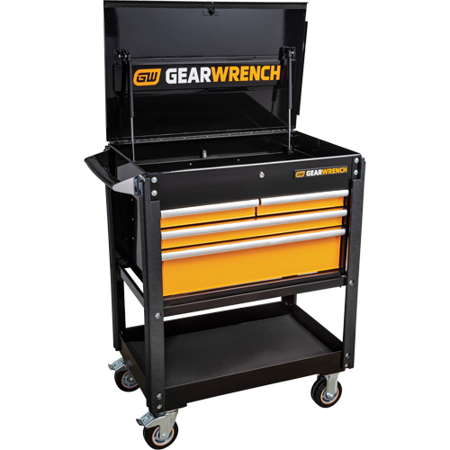 Chariot utilitaire, 4 tiroirs, 33" lo x 21" la x 42" h, Noir/Orange Pryde Industrial Inc.
