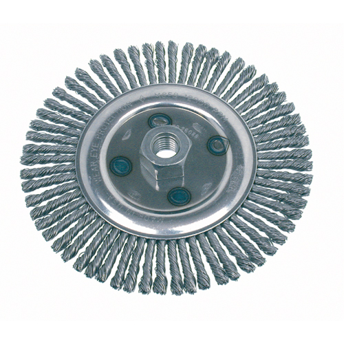 Brosse rotative &agrave; fils nou&eacute;s, pour passe de fond, Dia. 4-7/8", Fils 0,02", Arbre 5/8"-11, Acier Pryde Industrial Inc.