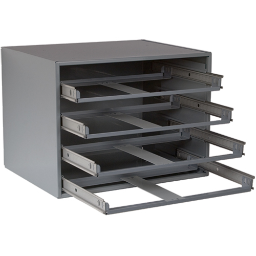 Compartment Box Cabinets, Steel, 4 Slots, 20" W x 15-3/4" D x 15" H, Grey Pryde Industrial Inc.