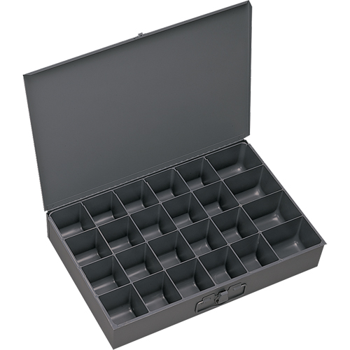 Compartment Scoop Boxes, Steel, 24 Slots, 13-3/8" W x 9-1/4" D x 2" H, Grey Pryde Industrial Inc.