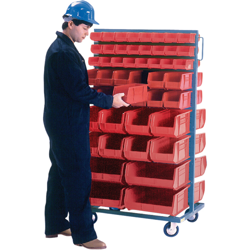 Support mobile deux c&ocirc;t&eacute;s pour bacs, &agrave; deux c&ocirc;t&eacute;s, 96 bacs, 36" la x 24" p x 63" h Pryde Industrial Inc.