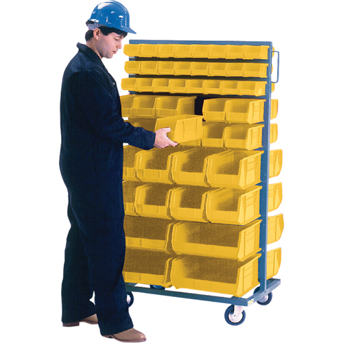 Double-Sided Mobile Bin Rack, Double-sided, 96 bins, 36" W x 24" D x 63" H Pryde Industrial Inc.