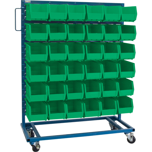 Single-Sided Mobile Bin Rack, Single-sided, 36 bins, 36" W x 16" D x 46-1/2" H Pryde Industrial Inc.