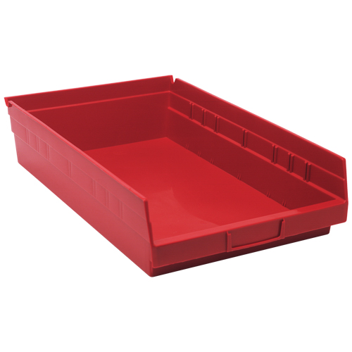 Shelf Bins, 11-1/8" W x 4" H x 17-7/8" D, Red, 40 lbs. Capacity Pryde Industrial Inc.