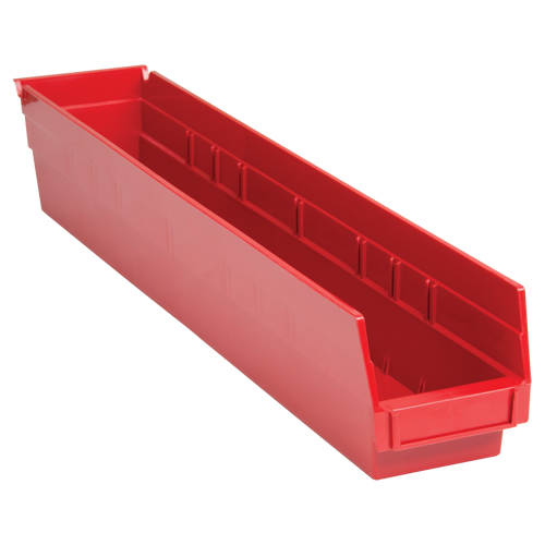 Bacs de rangement pour tablettes, 4-1/8" la x 4" H x 23-5/8" p, Rouge, Capacit&eacute; 50 lb Pryde Industrial Inc.