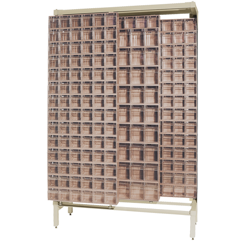 Syst&egrave;me de stockage &agrave; glissi&egrave;re &agrave; bacs basculants autonome, 48" la x 18" p x 77" h, 303 tiroirs Pryde Industrial Inc.