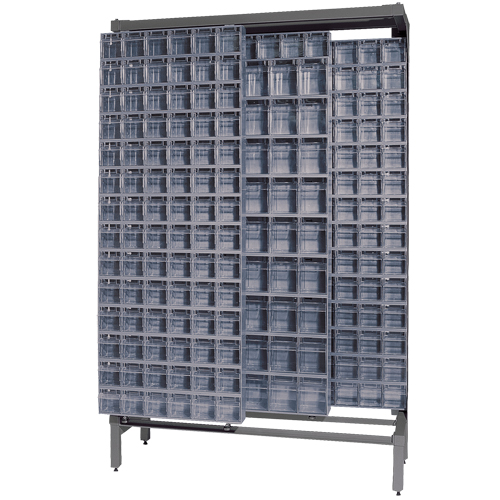 Syst&egrave;me de stockage &agrave; glissi&egrave;re &agrave; bacs basculants autonome, 48" la x 18" p x 77" h, 303 tiroirs Pryde Industrial Inc.