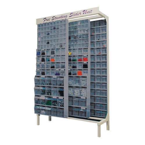 Syst&egrave;me de stockage &agrave; glissi&egrave;re &agrave; bacs basculants autonome, 48" la x 18" p x 77" h, 336 tiroirs Pryde Industrial Inc.