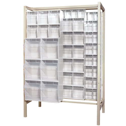 Syst&egrave;me de stockage &agrave; glissi&egrave;re &agrave; bacs basculants autonome, 51-1/4" la x 26" p x 77" h, 101 tiroirs Pryde Industrial Inc.