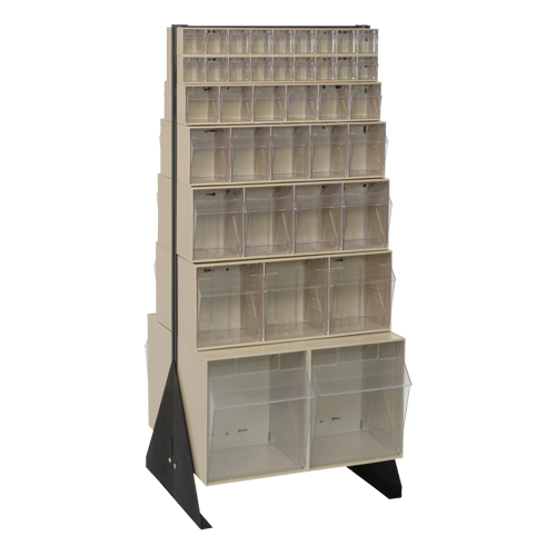Tip-Out Bins Stand, 23-5/8" W x 16" D x 52" H, 76 Drawers Pryde Industrial Inc.