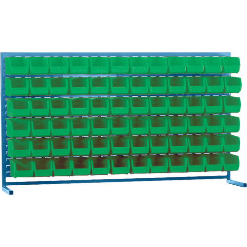 Louvered Rack with Bins, 72 Bins, 72" W x 15" D x 40" H Pryde Industrial Inc.