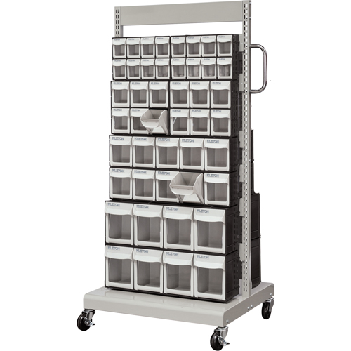 Servante mobile de bacs &agrave; plateaux inclinables, &agrave; deux c&ocirc;t&eacute;s, 92 bacs, 26-1/4" la x 22" p x 57-1/2" h Pryde Industrial Inc.
