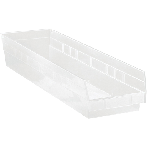 Bacs de rangement pour tablettes, 6-5/8" la x 4" H x 23-5/8" p, Transparent, Capacit&eacute; 50 lb Pryde Industrial Inc.