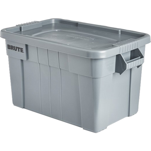 Brute Storage Tote with Lid, 27.88” D x 17.38” W x 15.13” H, 160 lbs. Capacity, Grey Pryde Industrial Inc.