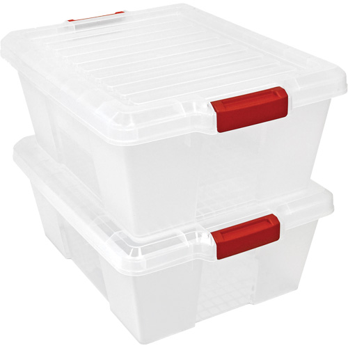Contenant avec loquets en plastique,  la x 21" p x 7,75" h, Noir Pryde Industrial Inc.