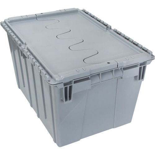 Flip Top Plastic Distribution Container, 21.65" x 15.5" x 12.5", Grey Pryde Industrial Inc.