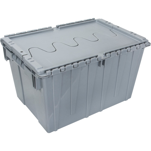 Flip Top Plastic Distribution Container, 21.65" x 15.5" x 12.5", Grey Pryde Industrial Inc.