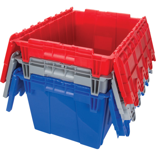 Flip Top Plastic Distribution Container, 21.65" x 15.5" x 12.5", Grey Pryde Industrial Inc.