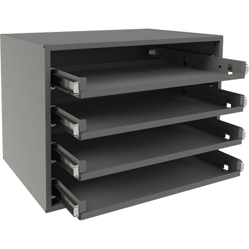 Small Bearing Rack, Steel, 4 Slots, 15-9/16" W x 11-7/8" D x 11-5/16" H, Grey Pryde Industrial Inc.