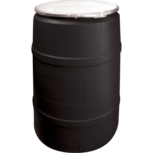 Barils en poly&eacute;thyl&egrave;ne, 55 gal. US (45 gal. imp.), Dessus ouvert, Noir Pryde Industrial Inc.
