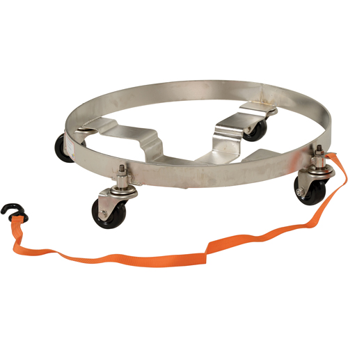 Chariots &agrave; &eacute;tages multiples pour baril, Acier inoxydable, Capacit&eacute;e 900 lb, Diam&egrave;tre 23-1/2", Roue en Caoutchouc Pryde Industrial Inc.