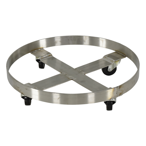 Drum Dollies, Stainless Steel, 800 lbs. Capacity, 23-1/4" Diameter, Rubber Casters Pryde Industrial Inc.
