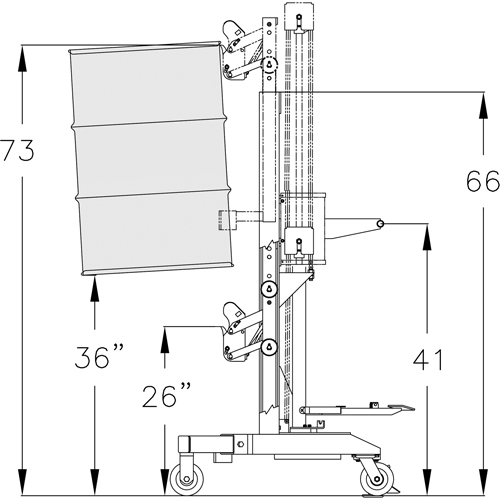 Manipulateur ergonomique de baril &agrave; port&eacute;e &eacute;lev&eacute;, DM-100-HR, 30 - 85 gal. US (25 - 70 gal. imp.) Pryde Industrial Inc.
