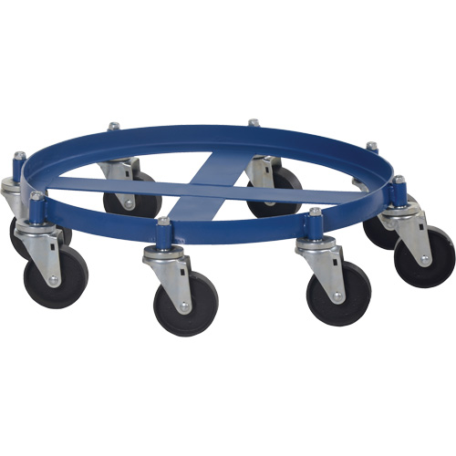 Octagon Drum Dolly, Steel, 2000 lbs. Capacity, 27-1/16" Diameter, Cast Iron Casters Pryde Industrial Inc.