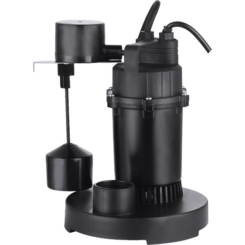 Thermoplastic Submersible Sump Pump, 2560 GPH, 115 V, 4.6 A, 1/3 HP Pryde Industrial Inc.