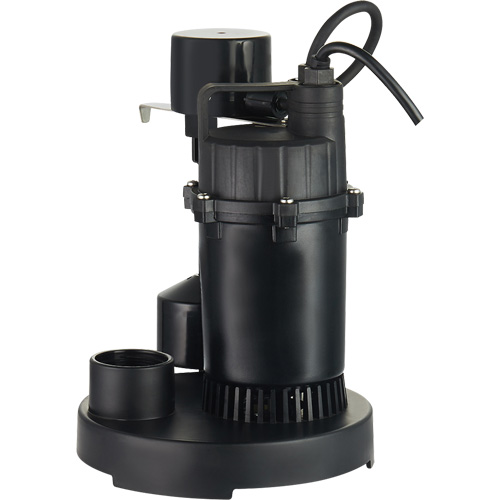 Thermoplastic Submersible Sump Pump, 2560 GPH, 115 V, 4.6 A, 1/3 HP Pryde Industrial Inc.