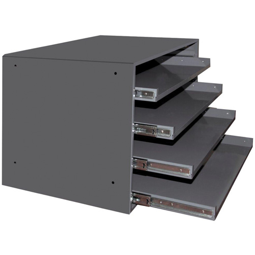 Compartment Box Cabinets, Steel, 4 Slots, 20" W x 15-3/4" D x 15" H, Grey Pryde Industrial Inc.