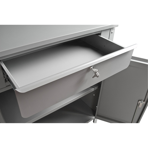 Cabinet Style Shop Desk, 34-1/2" W x 30" D x 53" H, Grey Pryde Industrial Inc.