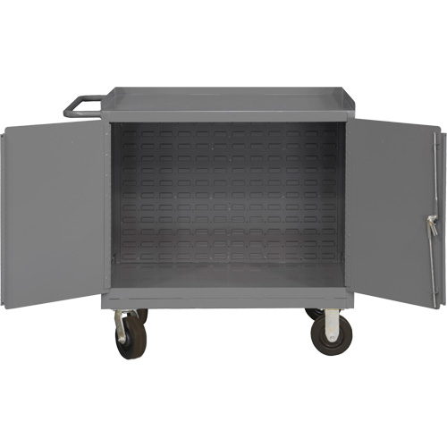 Mobile Workbench Cabinet with Louvered Panel Back, Steel Surface Pryde Industrial Inc.