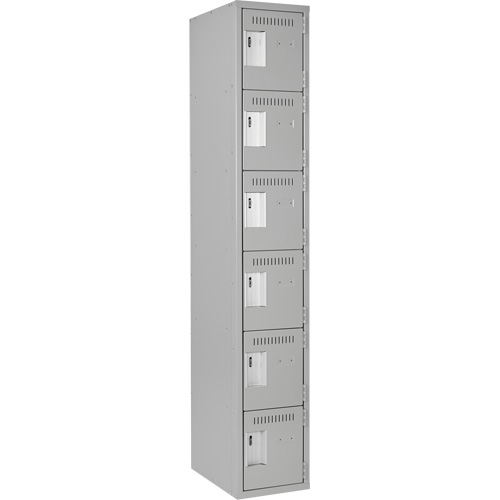 Petits casiers Clean Line, 6 niveaux, 12" x 18" x 72", Acier, Gris, Rivet (assembl&eacute;) Pryde Industrial Inc.