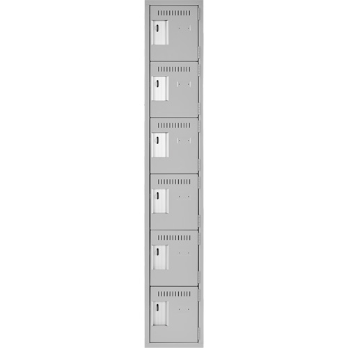 Petits casiers Clean Line, 6 niveaux, 12" x 18" x 72", Acier, Gris, Rivet (assembl&eacute;) Pryde Industrial Inc.