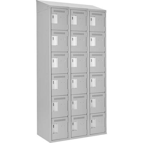 Clean Line Lockerette , 6 -tier, Bank of 3, 36" x 18" x 78", Steel, Grey, Rivet (Assembled) Pryde Industrial Inc.