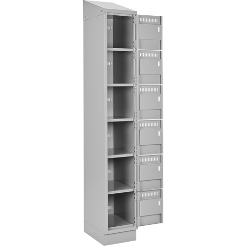 Clean Line Lockerette, 6 -tier, Bank of 3, 36" x 18" x 82", Steel, Grey, Rivet (Assembled) Pryde Industrial Inc.